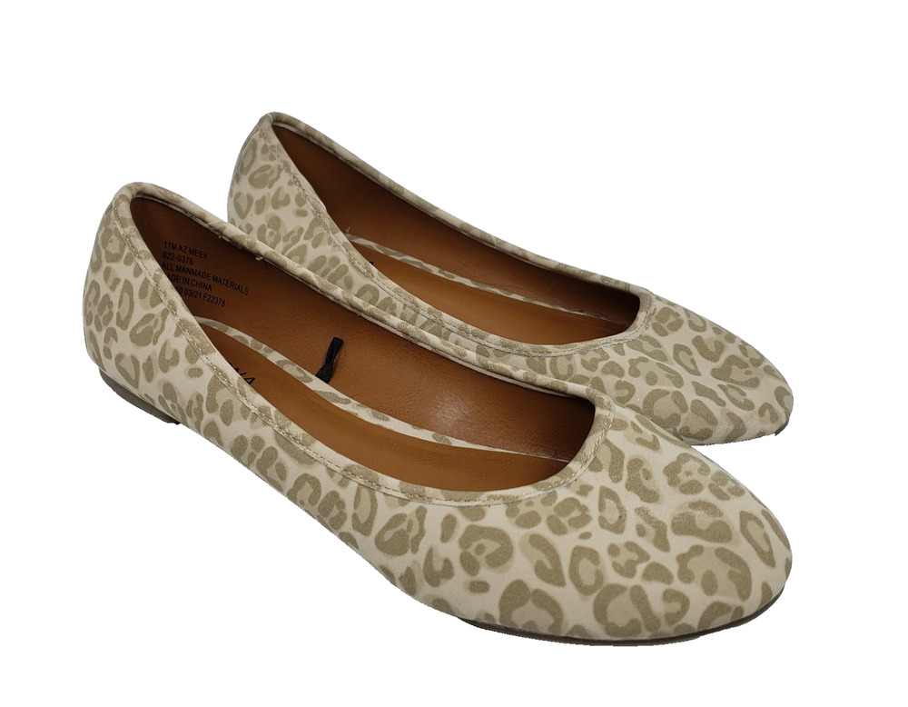 Arizona Jean Co Meek Womens Size 11 Brown Leopard Slip On Ballet Flats Shoes